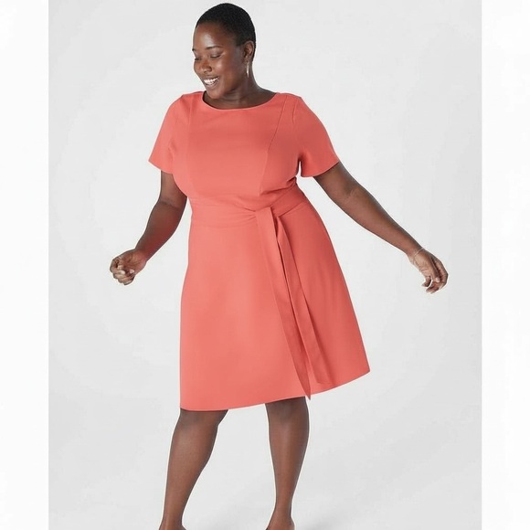 Lane Bryant Dresses & Skirts - Lane Bryant Coral Fit & Flare Lena Dress with Tie Belt - Size 20